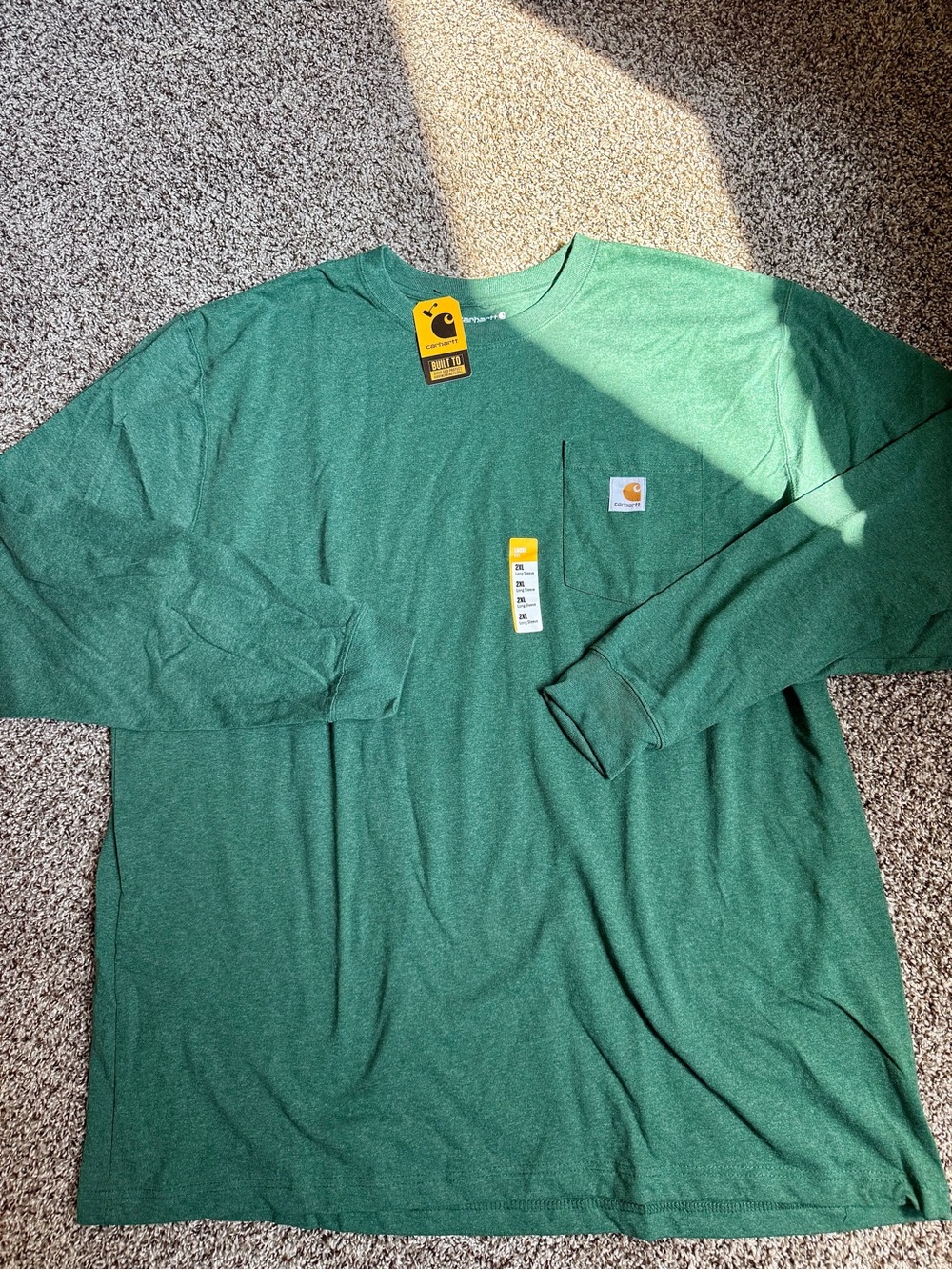 Carhartt Men's Long-Sleeve Pocket T-Shirt — Forest Green NWT